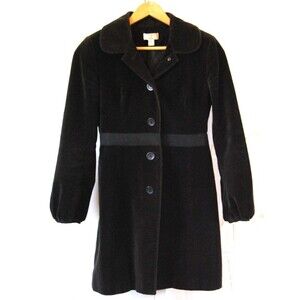 Ann Taylor Loft petites 0P Dark Brown Velvet Pea Coat Dark Academia Equestrian